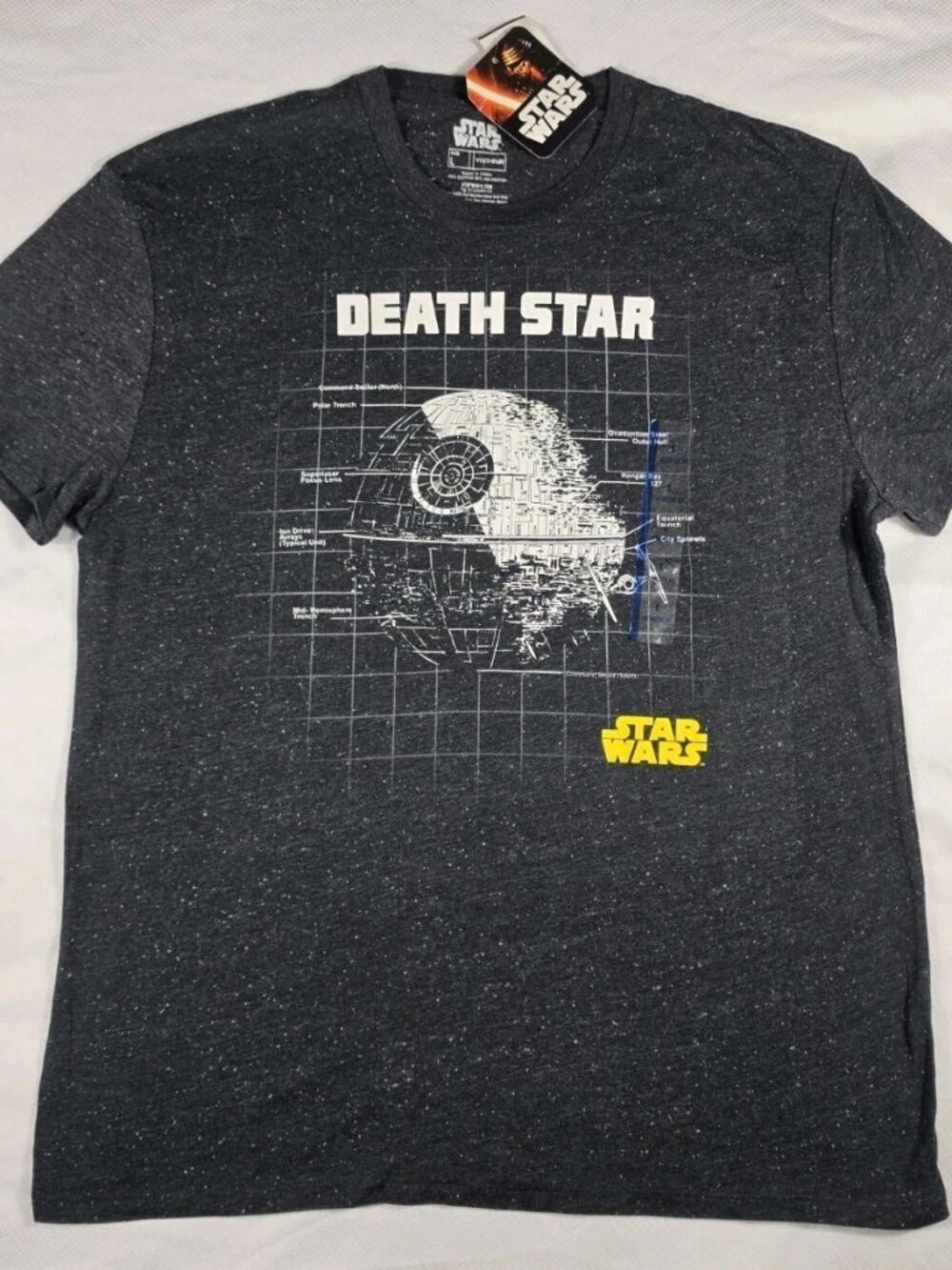 Star Wars Death Star Black Graphic Tee T-Shirt Fifth Sun Size L NWT Textured